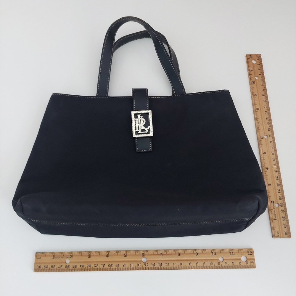Lauren Ralph Lauren Vinyl Hand Bag Double Top Handles - Picture 9 of 16